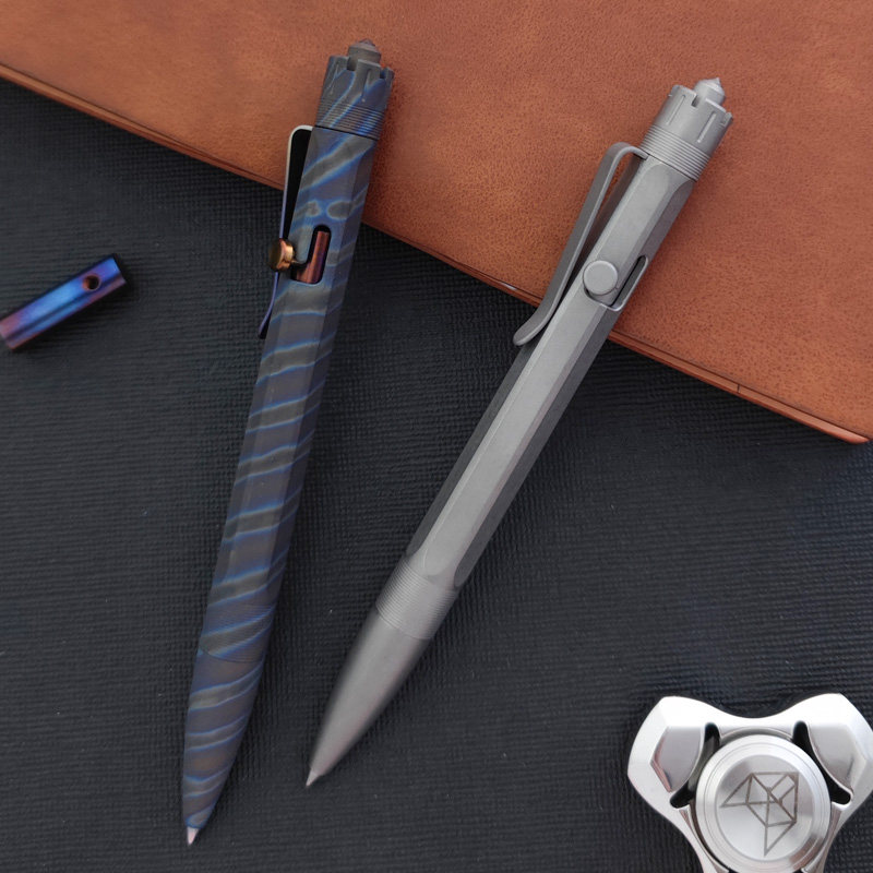 TiBolt titanium bolt-action pen finishes with leather sleeve set